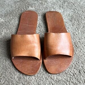 Matisse by Anthropologie Brown Leather Slide Sandals